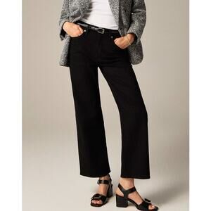 J.Crew 1996 Slim Wide-Leg Jeans Womens 31 Black Rinse High Rise Stretch Zip Fly